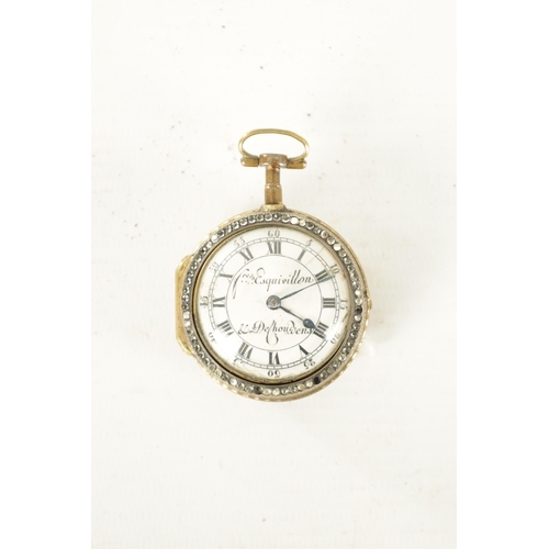 360 - A LATE 18TH CENTURY FRENCH GILT AND ENAMEL PAIR CASED POCKET WATCH signed Fres Esquivillon the outer... 