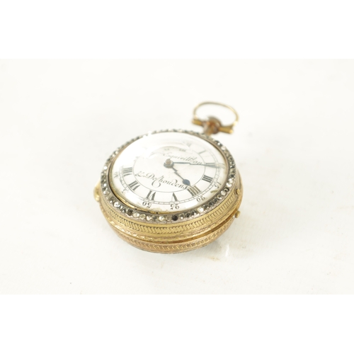 360 - A LATE 18TH CENTURY FRENCH GILT AND ENAMEL PAIR CASED POCKET WATCH signed Fres Esquivillon the outer... 