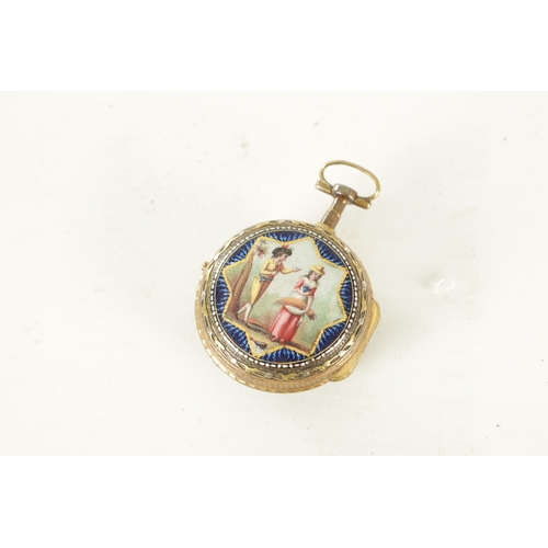 360 - A LATE 18TH CENTURY FRENCH GILT AND ENAMEL PAIR CASED POCKET WATCH signed Fres Esquivillon the outer... 