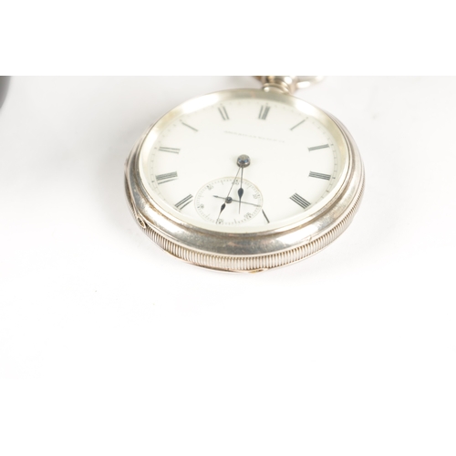 363 - WALTHAM WATCH CO. AN EARLY SILVER OPEN FACED AMERICAN POCKET WATCH, plain case enclosing an enamel d... 