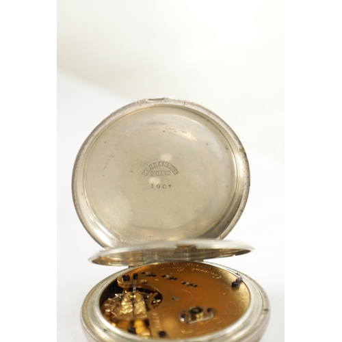 363 - WALTHAM WATCH CO. AN EARLY SILVER OPEN FACED AMERICAN POCKET WATCH, plain case enclosing an enamel d... 