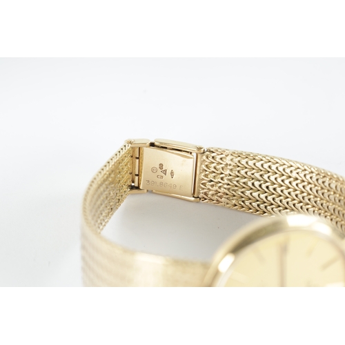 366 - A 9CT GOLD OMEGA CONSTELLATION GENTLEMANS QUARTZ WRISTWATCH ON A MILANESE STYLE BRACELET WITH LADDER... 