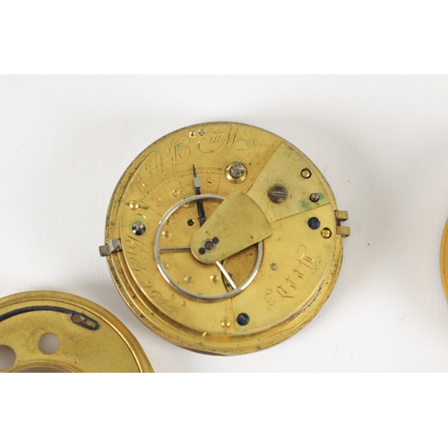 367 - A COLLECTION OF FOUR SILVER CASED POCKET WATCHES AND THREE MOVEMENTS, two watches signed W. Potts & ... 