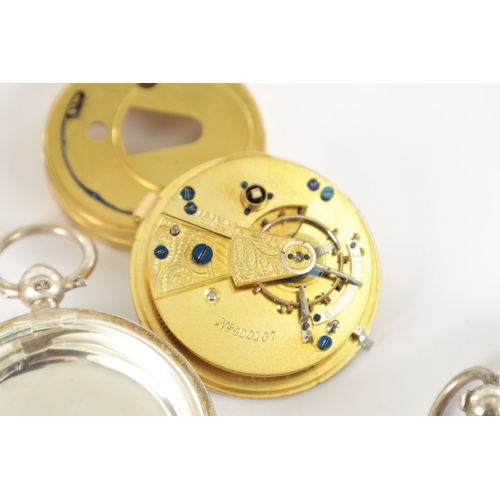 367 - A COLLECTION OF FOUR SILVER CASED POCKET WATCHES AND THREE MOVEMENTS, two watches signed W. Potts & ... 