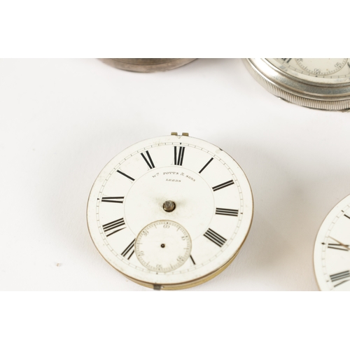 367 - A COLLECTION OF FOUR SILVER CASED POCKET WATCHES AND THREE MOVEMENTS, two watches signed W. Potts & ... 