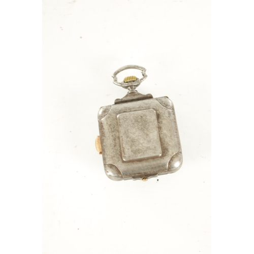 368 - A SQUARE GUN METAL CASED QUARTER REPEATING POCKET WATCH the case with moulded corners and gilt repea... 