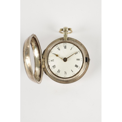 369 - JOHN ROGERS, LEOMINSTER. A GEORGE III SILVER AND TORTOISESHELL TRIPLE CASED POCKET WATCH, having and... 