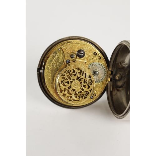 369 - JOHN ROGERS, LEOMINSTER. A GEORGE III SILVER AND TORTOISESHELL TRIPLE CASED POCKET WATCH, having and... 