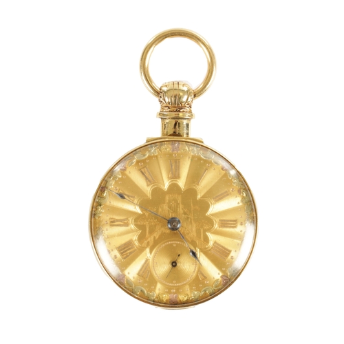 370 - H. PINNINTON, LIVERPOOL. AN 18CT GOLD OPEN FACED POCKET WATCH, plain case enclosing a gold engine tu... 