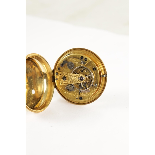 370 - H. PINNINTON, LIVERPOOL. AN 18CT GOLD OPEN FACED POCKET WATCH, plain case enclosing a gold engine tu... 