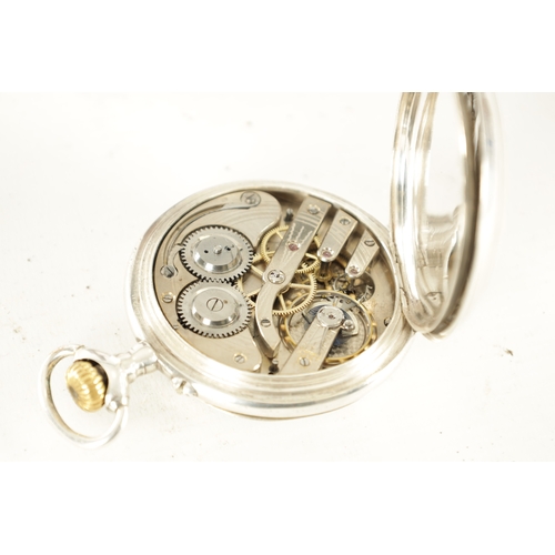 372 - A SILVER OPEN FACED GOLIATH REGULATOR POCKET WATCH, the plane case with gilt winding crown enclosing... 