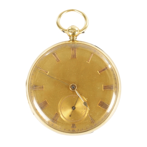 373 - LITHERLAND DAVIES & CO. LIVERPOOL. AN 18CT GOLD OPEN FACED POCKET WATCH plain case enclosing a gold ... 