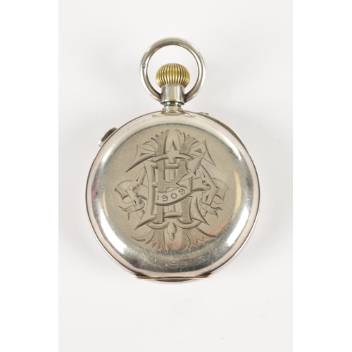 375 - S. SMITH & SON, LONDON. A LATE 19TH CENTURY SILVER KEYLESS LEVER SPLIT SECOND CHRONOGRAPH POCKET WAT... 