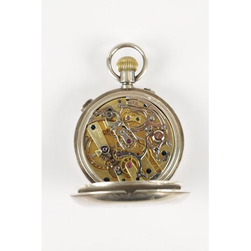 375 - S. SMITH & SON, LONDON. A LATE 19TH CENTURY SILVER KEYLESS LEVER SPLIT SECOND CHRONOGRAPH POCKET WAT... 