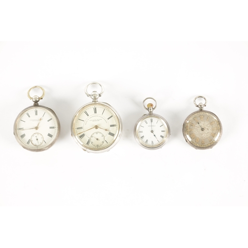 376 - A COLLECTION OF FOUR SILVER POCKET WATCHES SIGNED FATTORINI & SONS, the largest by A.M. Watches co. ... 