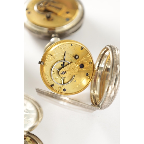 376 - A COLLECTION OF FOUR SILVER POCKET WATCHES SIGNED FATTORINI & SONS, the largest by A.M. Watches co. ... 