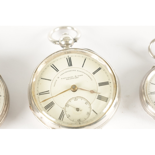 376 - A COLLECTION OF FOUR SILVER POCKET WATCHES SIGNED FATTORINI & SONS, the largest by A.M. Watches co. ... 