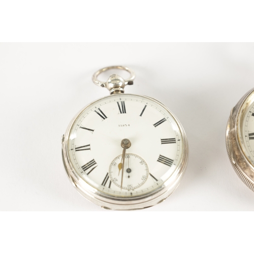 377 - TWO NORTH YORKSHIRE MADE SILVER OPEN FACED POCKET WATCHES, the larger watch by Snow & son, Ripon wit... 