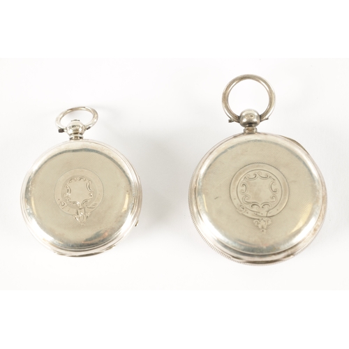 377 - TWO NORTH YORKSHIRE MADE SILVER OPEN FACED POCKET WATCHES, the larger watch by Snow & son, Ripon wit... 