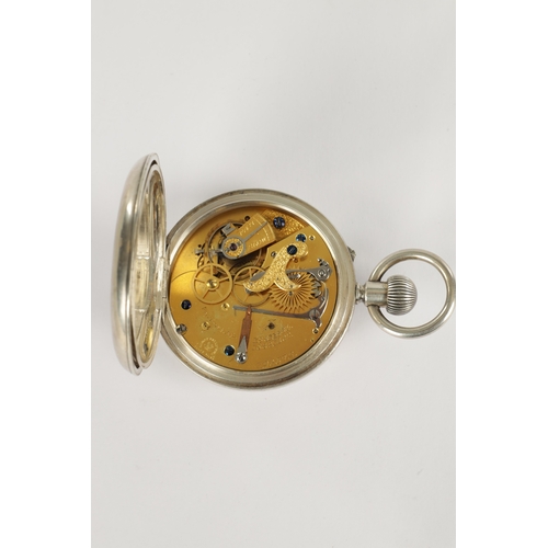 379 - A SILVER CASED CHRONOGRAPH POCKET WATCH the case with engraved monogram enclosing a white enamel dia... 