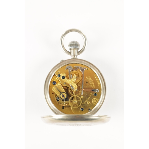 379 - A SILVER CASED CHRONOGRAPH POCKET WATCH the case with engraved monogram enclosing a white enamel dia... 