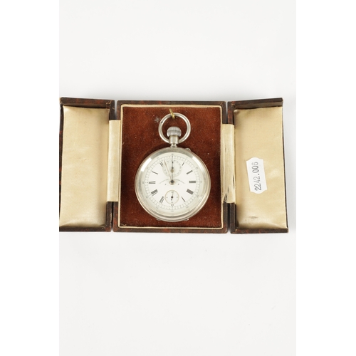 379 - A SILVER CASED CHRONOGRAPH POCKET WATCH the case with engraved monogram enclosing a white enamel dia... 