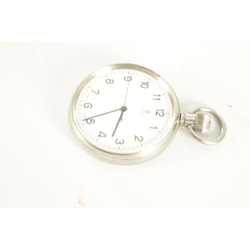 381 - A WW2 ROYAL NAVY LONGINES STEEL CASED DECK WATCH the plain screw back case enclosing a white enamel ... 