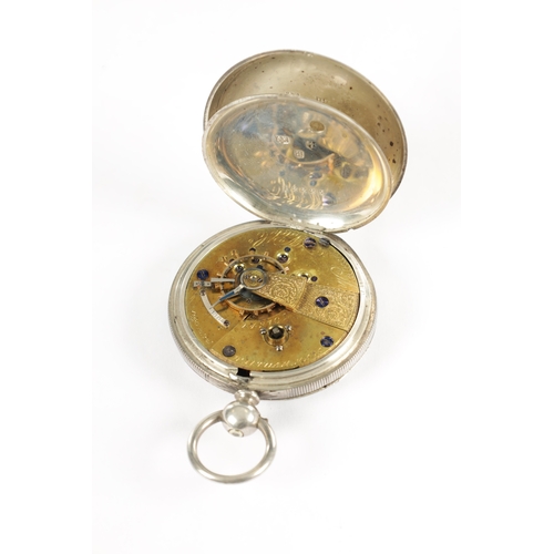 385 - WALTHAM WATCH CO. AN EARLY SILVER OPEN FACED AMERICAN POCKET WATCH, engine turned case enclosing an ... 