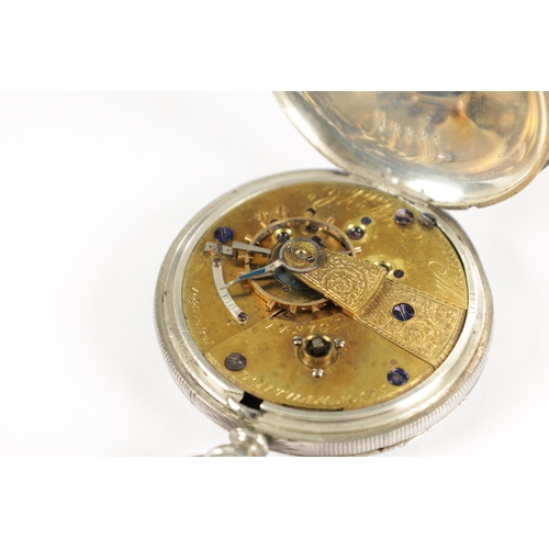 385 - WALTHAM WATCH CO. AN EARLY SILVER OPEN FACED AMERICAN POCKET WATCH, engine turned case enclosing an ... 