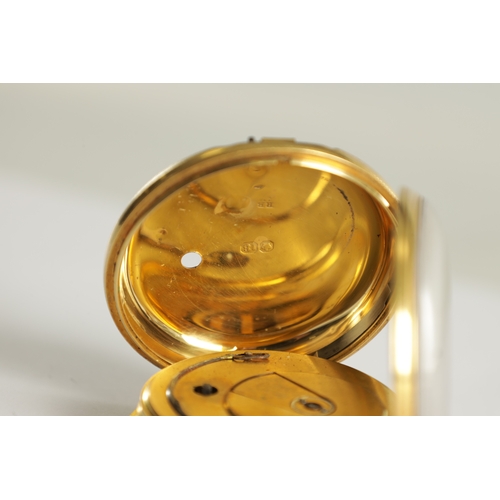 386 - AN 18CT GOLD OPEN FACED POCKET WATCH, the case missing the back cover enclosing a gild foliate engra... 