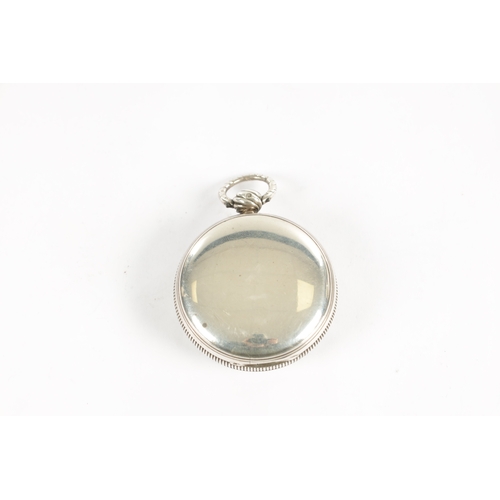 387 - WILLIAM BROAD, LONDON. A SILVER CASED OPEN FACED POCKET WATCH, plain case of high quality enclosing ... 