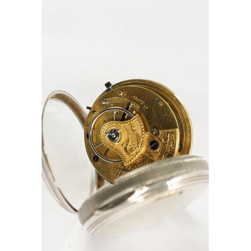 387 - WILLIAM BROAD, LONDON. A SILVER CASED OPEN FACED POCKET WATCH, plain case of high quality enclosing ... 