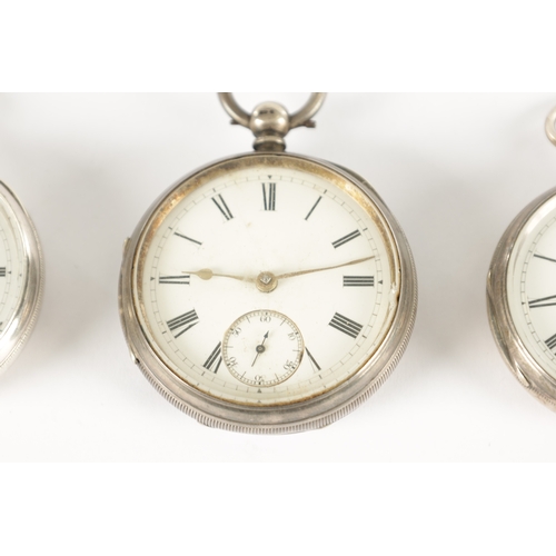 388 - A COLLECTION OF FOUR SILVER OPEN FACED POCKET WATCHES BY POTTS & SONS, LEEDS all with vacant cartouc... 