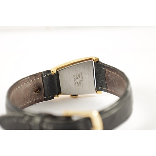 395 - A 1960’S ORFINA ROCKET SHAPED GOLD PLATED WRISTWATCH, on leather strap, the stylish triangular case ... 