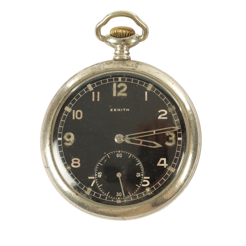 396 - A GERMAN OFFICER'S PRE THIRD REICH ZENITH MILITARY POCKET WATCH, having a nickel case with screw bac... 