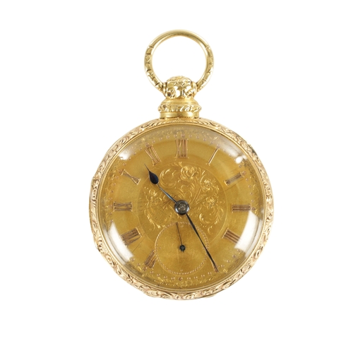 397 - SAMUEL ISAAC TOBIAS, LIVERPOOL. AN 18CT GOLD OPEN FACED POCKET WATCH the chased scrollwork case with... 