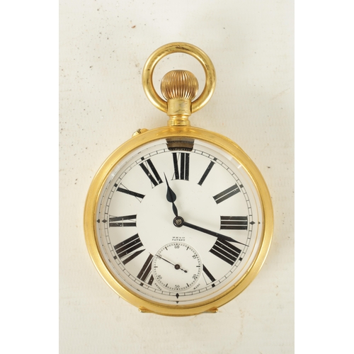 398 - A LATE 19TH CENTURY GILT CASED GOLIATH POCKET WATCH AND STAND the 18th Century style stand modelled ... 