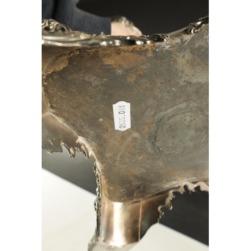 403 - A LARGE 19TH CENTURY SILVER PLATED CANDLESTICK / CENTREPIECE with elaborate leaf-carved decoration, ... 