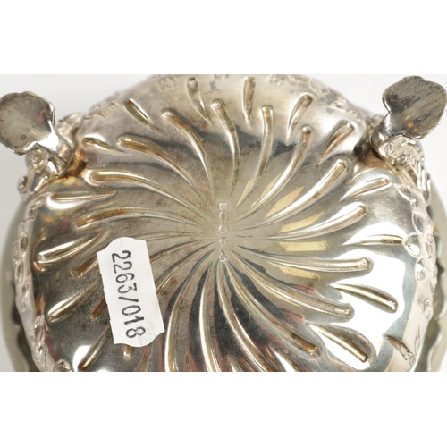 408 - A 19TH CENTURY .925 HALLMARKED SILVER SHALLOW BOWL OF HORSE RACING INTEREST a flower head embossed d... 