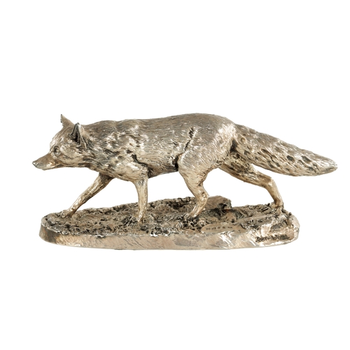 419 - A 20TH CENTURY FILLED SILVER SCULPTURE OF A FOX hallmarked Birmingham, 1999 markers mark C.S. (24cm ... 