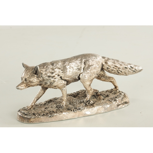 419 - A 20TH CENTURY FILLED SILVER SCULPTURE OF A FOX hallmarked Birmingham, 1999 markers mark C.S. (24cm ... 