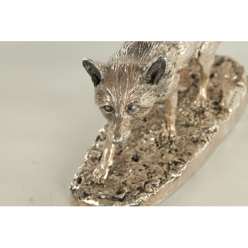 419 - A 20TH CENTURY FILLED SILVER SCULPTURE OF A FOX hallmarked Birmingham, 1999 markers mark C.S. (24cm ... 