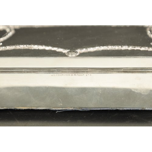 424 - AN EDWARD VII RECTANGULAR SILVER CARD CASE retailed by J C Vickery and gifted by Grand Duke Michael ... 