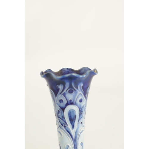 43 - A LATE 19TH CENTURY MOORCROFT FLORIAN WARE SMALL CABINET VASE the shallow body with tapered frill-ed... 