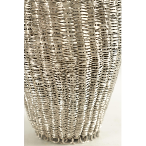 431 - AN UNUSUAL 19TH CENTURY FOREIGN SILVER BASKET WEAVE CASKET - UNHALLMARKED formed as a skep, the twis... 