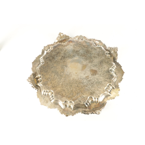 439 - A LARGE 19TH CENTURY OLD SHEFFIELD SIVER-PLATED TRAY with rococo style leaf and shell decorated bord... 