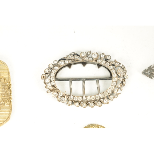 448 - A COLLECTION OF SIX 19TH CENTURY SILVER AND SILVER METAL BELT BUCKLES of varying designs with jewell... 