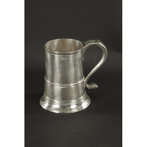 449 - A LATE 18TH CENTURY PROVINCIAL SILVER QUART TANKARD by John Langlands, Newcastle, 1774, 550grams