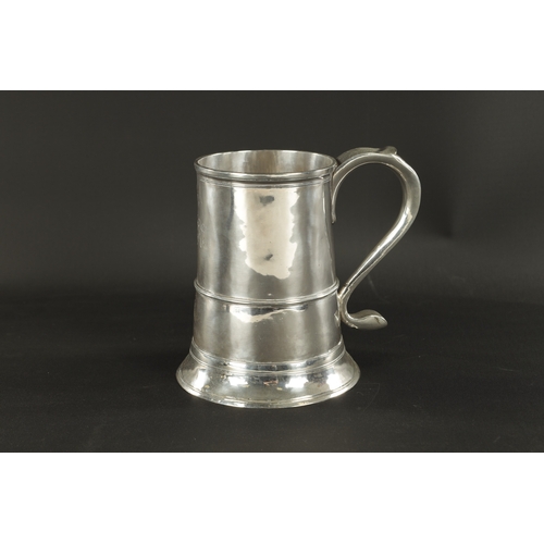 449 - A LATE 18TH CENTURY PROVINCIAL SILVER QUART TANKARD by John Langlands, Newcastle, 1774, 550grams