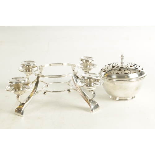 452 - AN ART NOUVEAU STYLE MAPPIN & WEBB SILVER PLATED TABLE CENTREPIECE with pierced lidded lift-out cent... 